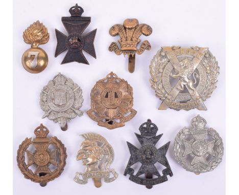 Selection of London Regiments Cap Badges, consisting of blackened brass 9th Queen Victoria’s Rifles County of London with sli