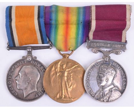 Great War Medal Pair and George V Regular Army Long Service Good Conduct Medal Group of Three Machine Gun Corps & Manchester 