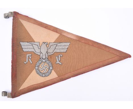 Rare Pre 1938 NSDAP Kreisleitung Department Head Car Pennant, untouched example of the triangular pattern car pennant w ith g