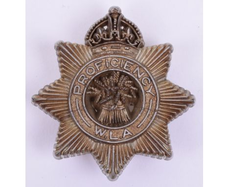 WW2 War Economy Woman’s Land Army Proficiency Badge, with pin back fitting to the reverse. Maker marked A Stanley & Sons Wals