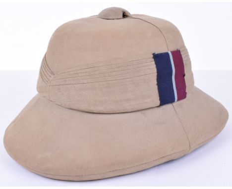 1938 Royal Air Force “Bombay Bowler” Foreign Service Helmet, fine khaki cloth covered cork bodied helmet with twelve fold clo