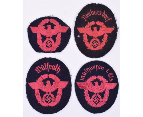 4x WW2 Third Reich Fire Service Cloth Tunic Arm Badges, all being machine embroidered examples with areas to the top of three