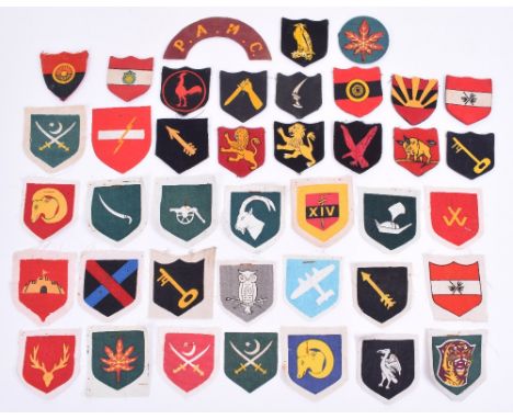 Indian and Pakistan After Partition Cloth Formation Signs, being printed examples of various Infantry Divisions, Corps, Armou