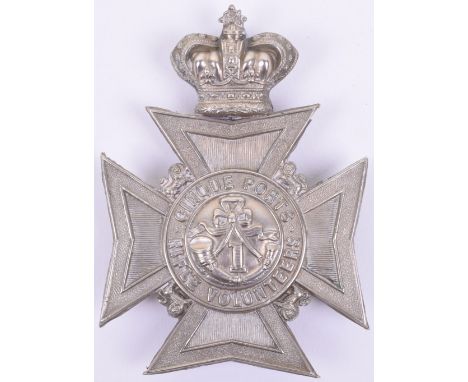 Victorian 1st Cinque Ports Rifle Volunteers Helmet Plate, white metal Victorian crowned Maltese cross with Lions to the four 