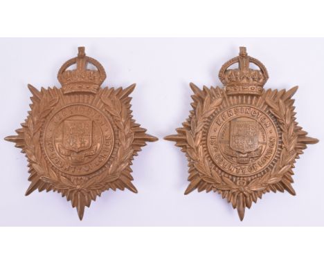 Two Post 1908 13th County of London Kensington Other Ranks Helmet Plates, both being brass examples with two lug fittings to 