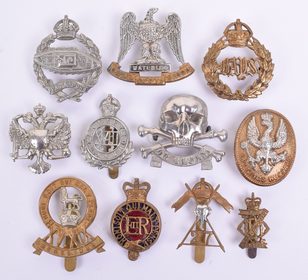 Selection of British Cavalry Regiment Cap Badges, including Victorian ...