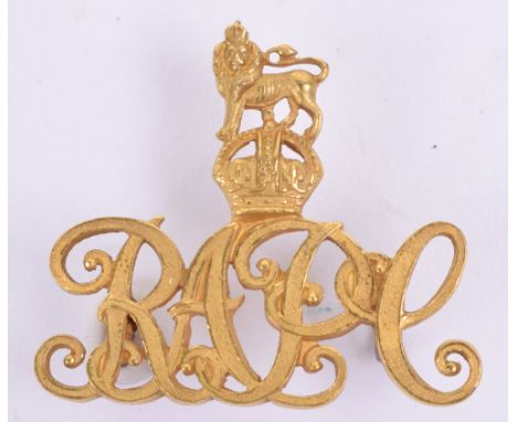 Rare Royal Army Pay Corps Officers 1929 Pattern Cap Badge, fine example in gilt metal with J R Gaunt makers mark to the rever