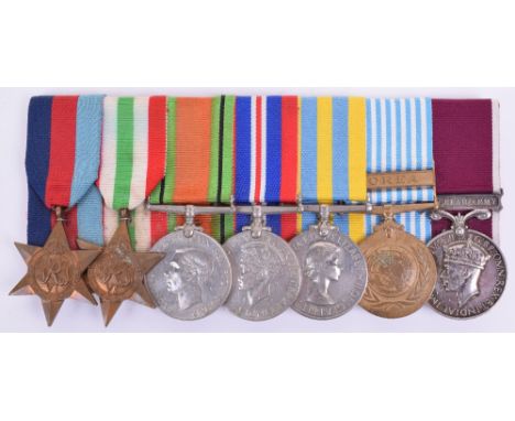 WW2 & Korean War Officers Medal Group of Seven Royal Army Ordnance Corps, consisting of 1939-45 star, Italy star, Defence med