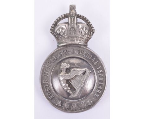 North of Ireland Imperial Yeomanry Headdress Badge, fine example, Kings crown above circlet with shamrocks to the lower part 