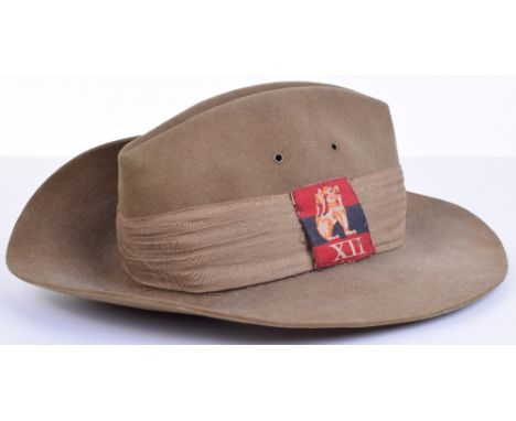 WW2 1942 12th Army Jungle Bush Hat, fine quality khaki felt example with twelve fold pagree having printed 12th Army formatio