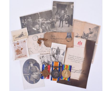 Great War 1914-15 Star Trio & Photographs Manchester Regiment, the medals were awarded to “1590 PTE V BAGNALL MANCH R”. The m