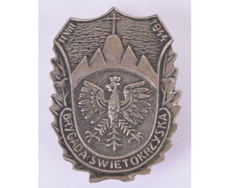 Scarce WW2 Polish Holy Cross Mountains Brigade Breast Badge, being of silver plate having screw post fitting on the reverse. 