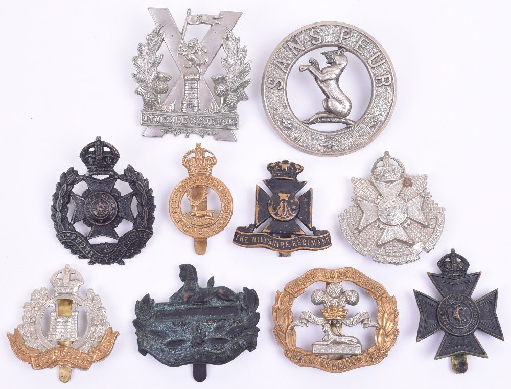 10x Territorial Battalion Cap Badges, consisting of Tyneside Scottish ...