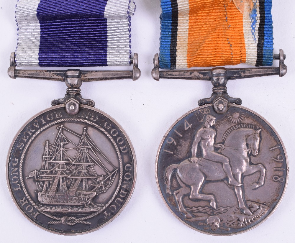 Royal Navy Long Service Good Conduct Medal Pair HMS Marazion