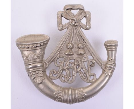 Victorian Berkshire Rifle Volunteers Glengarry Badge, white metal other ranks example being a strung bugle with BRV within. T