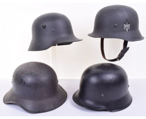 Third Reich Period Luftschutz Gladiator Pattern Steel Helmet, with dark blue / black paint finish to the exterior. Original L