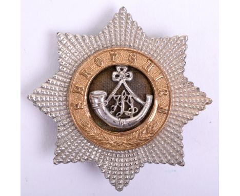 Kings Shropshire Light Infantry Officers Forage Cap Badge, eight pointed star with gilt brass circlet to centre with regiment