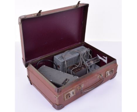 WW2 British S.O.E Secret Agents MCR-1 Biscuit Tin Radio Transmitter, consisting of the original power pack, rectangular recei