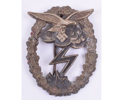 WW2 German Luftwaffe Ground Assault Combat Badge, two piece example, complete with pin fitting to the reverse but no catch. U