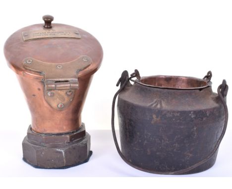 Naval Interest Copper and Brass Voice Pipe Mouthpiece, with plaque to the lid “V.P 51 COMPASS PLATFORM C/L COMPASS PLATFORM P