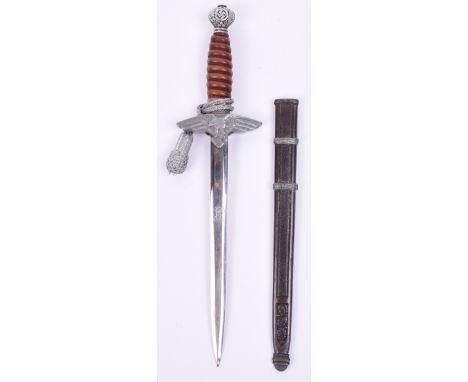 Luftwaffe 2nd Pattern Miniature Dress Dagger, ¾ size example with deep orange handle retaining the grip wire. Aluminium swast