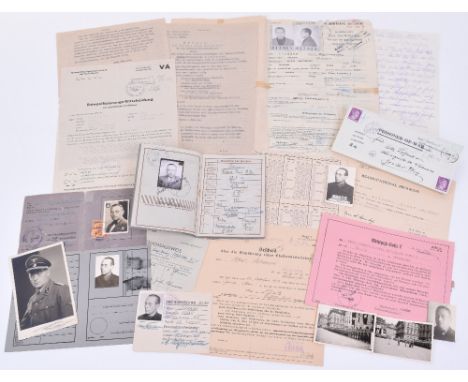 Third Reich SS SD (Sicherheitsdienst) Wehrpass and Document Grouping, belonging to Richard Paul Oskar Lohmann from Magdeburg.