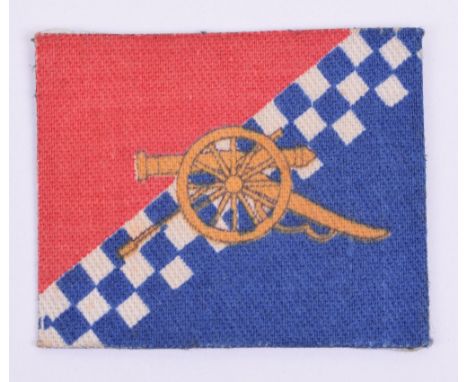 85th A.G.R.A (Army Group Royal Artillery) Formation Sign, printed example showing artillery field piece set upon a divided re