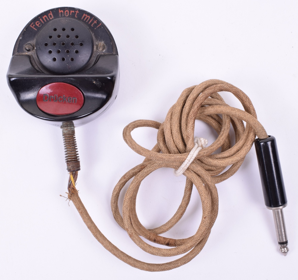 WW2 German Microphone, in black bakelite with “Feind hort mit!” above