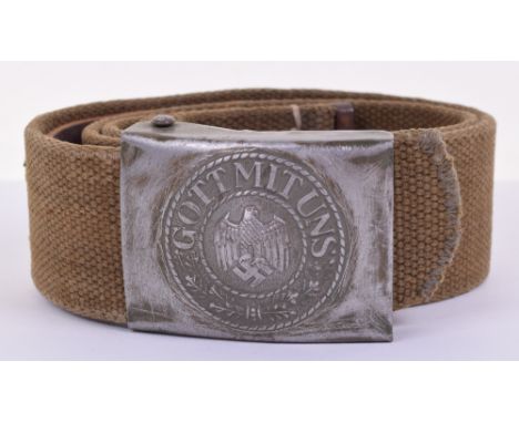 WW2 German Afrika Korps (D.A.K) Belt and Buckle, other ranks pattern olive webbing belt with steel German army belt buckle. T