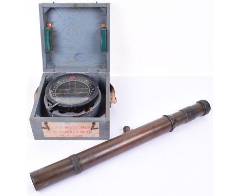 WW2 Royal Air Force Type P10 Compass, housed in its original fitted wooden case painted in RAF blue grey. Ink stamped with 19