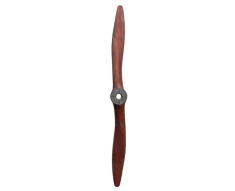 Fine British WW1 Twin Bladed Aircraft Propeller, 9’ overall, constructed from laminated mahogany, the front of each blade pai