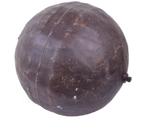 Scarce Oxygen Combustion Chamber from V2 Rocket, relic example of the large sphere with valve ports to either side. Rusted an
