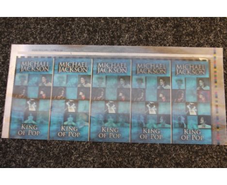 MICHAEL JACKSON - a set of five proof tickets in lenticular 3D format set in a holographic ridged plastic panel. They were pr