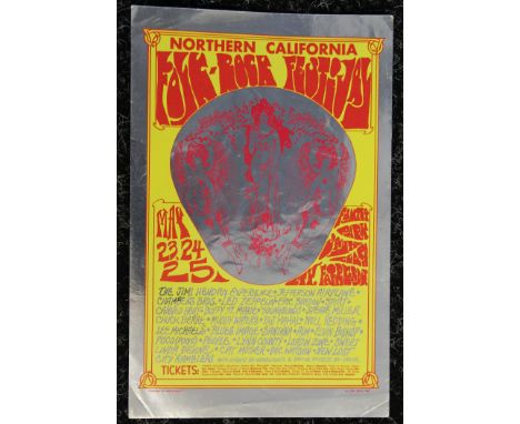 1969 ROCK FESTIVAL FLYER - a very rare Northern California Folk Rock Festival May 23, 24 and 25 1969 flyer on foil paper, sta