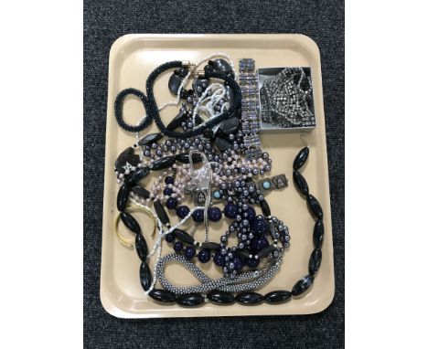 A collection of silver and white metal jewellery, silver ring, costume jewellery