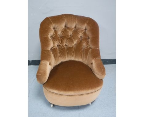 A Victorian button back bedroom chair 