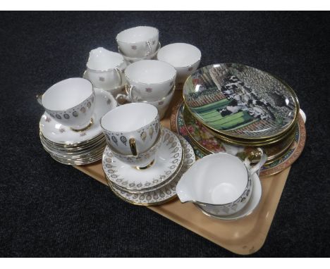 A tray of collector's plates, part Regency &amp; Queen Anne tea service, Coalport Queen Elizabeth commemorative plate 