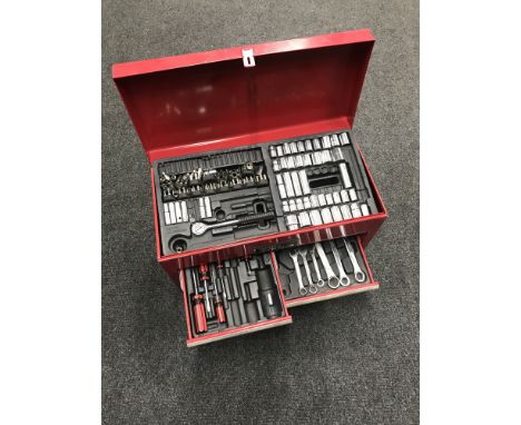 A Challenge Xtreme mechanics tool chest containing socket sets and hand tools  