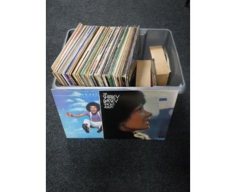 A box of LP records and 45 singles - Rolling Stones etc 