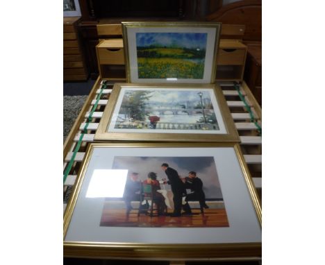 A gilt framed Vettriano print and two other prints 