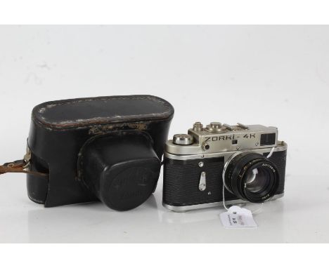 A Zorki 4K rangefinder camera No77758111 with a Jupiter-8 2-50 lens&nbsp;