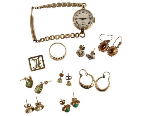 Various jewellery, including 9ct gold (13g weighable)Lot sold as seen unless specific item(s) requested 