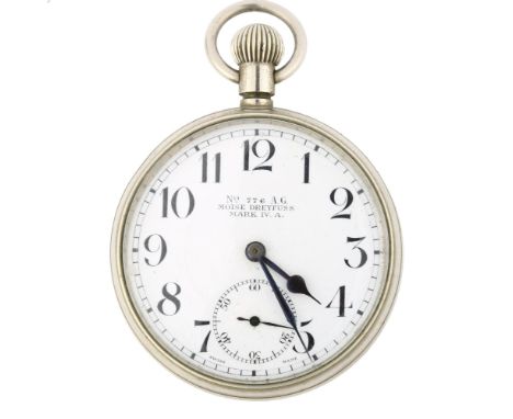 MOISE DREYFUSS - a First World War Period British Royal Flying Corps Mark IV A open-face keyless pocket watch, white enamel d