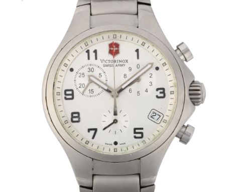 VICTORINOX - a stainless steel Swiss Army Base Camp quartz chronograph bracelet watch, ref. V.25331, silvered dial with Arabi