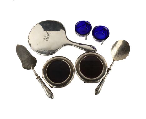 Various silver, including Russian silver-handled servers, pair of Victorian salt cellars etcLot sold as seen unless specific 