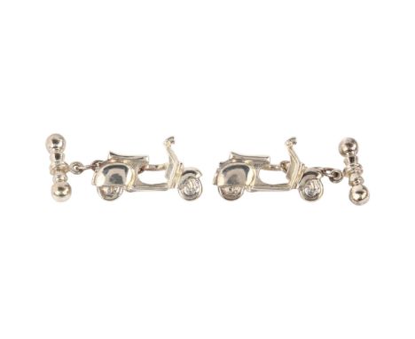 A pair of modern sterling silver Vespa scooter cufflinks, length 26mm, 12.9gNo damage or repairs, only light surface wear, ma