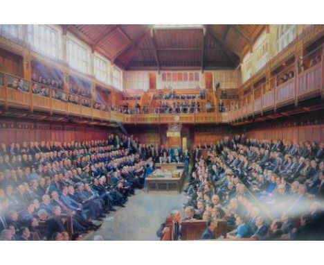 A June Mendoza limited edition print House Of Commons In Session, June 1986, signed in pencil and numbered 378/1000 by the ar