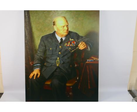 A large canvas print after Douglas Granville Chandor depicting Sir Winston Churchill in the uniform of Marshall Of The Royal 