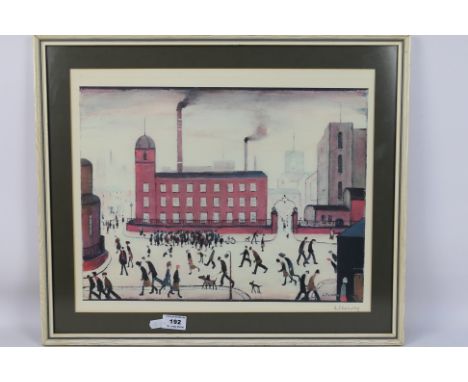 Laurence Stephen Lowry RBA RA (1887-1976) - A pencil signed print, Mill Scene, signed lower right, mounted and framed under g