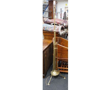 An Edwardian brass telescopic standard lamp (converted)